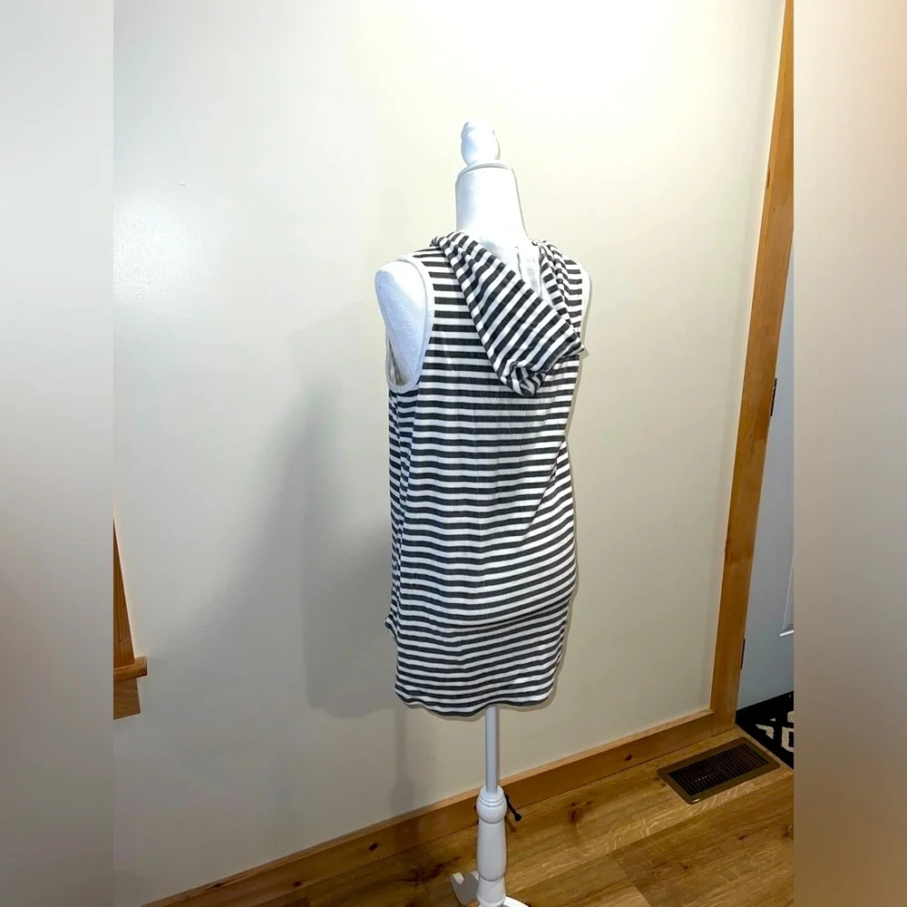 Striped Hooded Swim Coverup- S/M